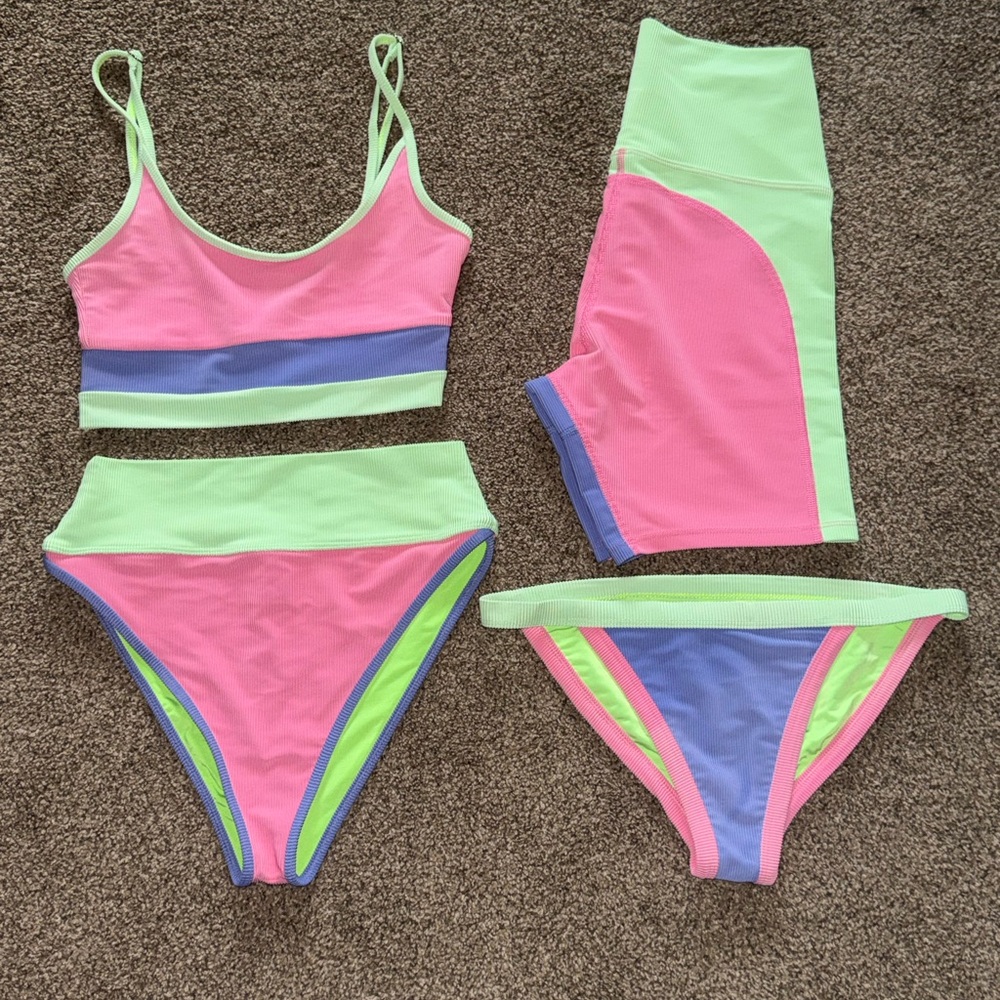 Beach Riot Neon Bikini and Shorts Set - Picture 2 of 11